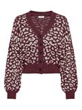 JDYLORRAINE ANIMAL SHORT CARDIGAN KNT cabernet
