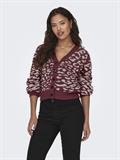JDYLORRAINE ANIMAL SHORT CARDIGAN KNT cabernet