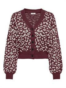 JDYLORRAINE ANIMAL SHORT CARDIGAN KNT cabernet