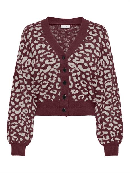 JDYLORRAINE ANIMAL SHORT CARDIGAN KNT cabernet