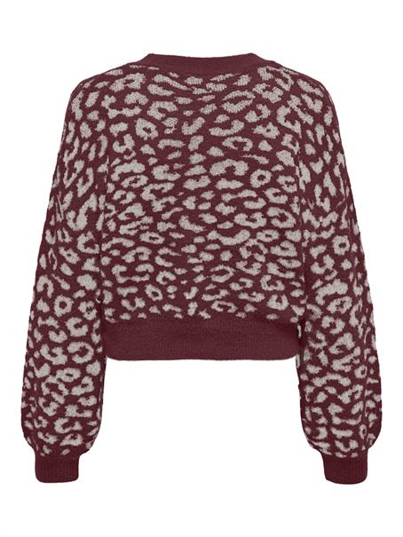 JDYLORRAINE ANIMAL SHORT CARDIGAN KNT cabernet