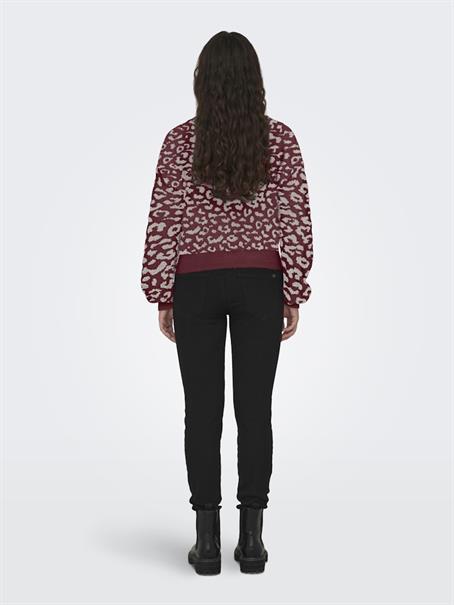 JDYLORRAINE ANIMAL SHORT CARDIGAN KNT cabernet