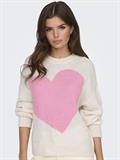 JDYLOVELLA L/S HEART PULLOVER KNT cloud dancer