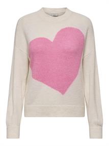 JDYLOVELLA L/S HEART PULLOVER KNT cloud dancer