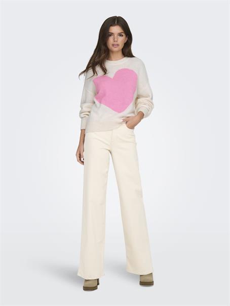 JDYLOVELLA L/S HEART PULLOVER KNT cloud dancer