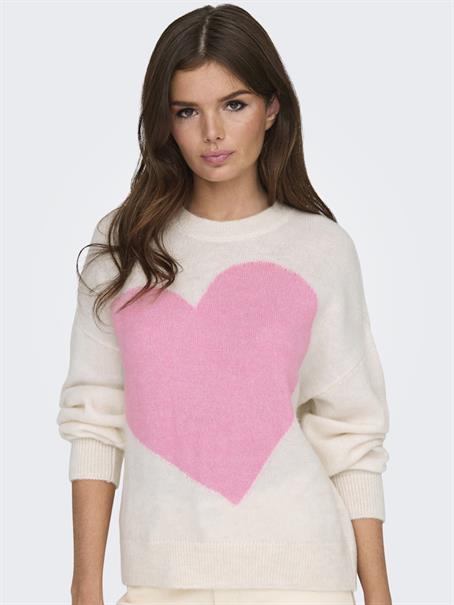 JDYLOVELLA L/S HEART PULLOVER KNT cloud dancer