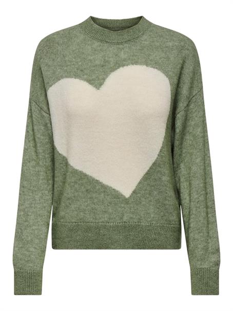 JDYLOVELLA L/S HEART PULLOVER KNT sea spray