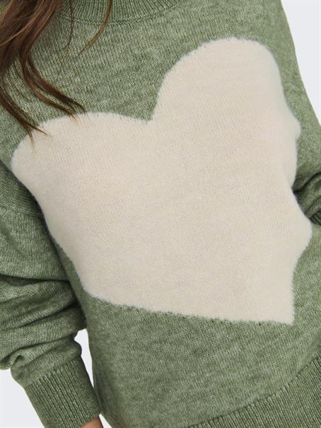 JDYLOVELLA L/S HEART PULLOVER KNT sea spray