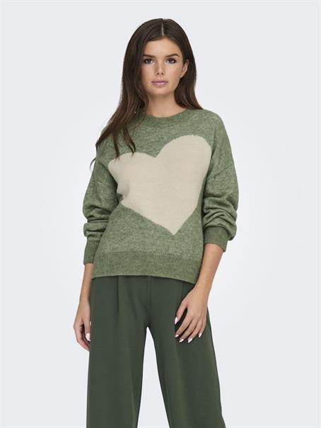 JDYLOVELLA L/S HEART PULLOVER KNT sea spray