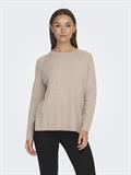 JDYMARCO L/S O-NECK SLIT PULL KNT NOOS beige