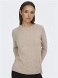 JDYMARCO L/S O-NECK SLIT PULL KNT NOOS beige
