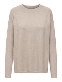 JDYMARCO L/S O-NECK SLIT PULL KNT NOOS beige