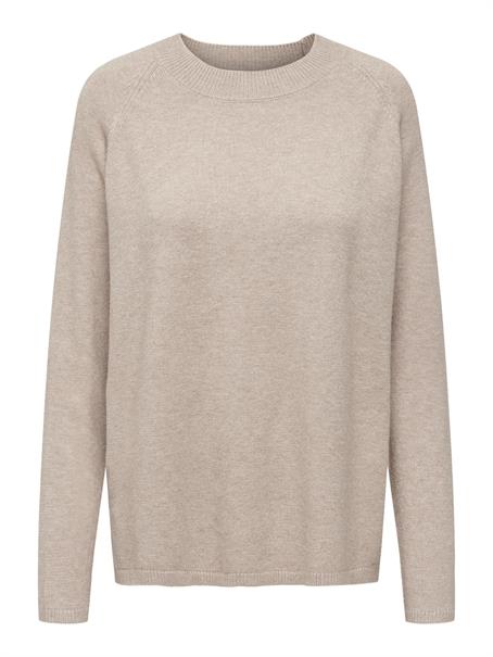 JDYMARCO L/S O-NECK SLIT PULL KNT NOOS beige