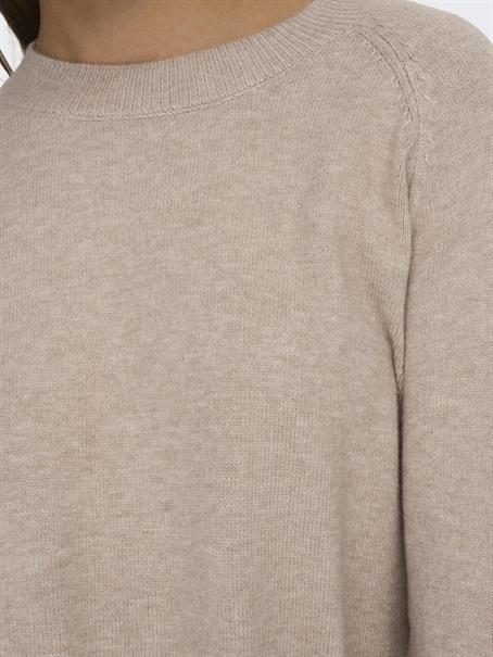 JDYMARCO L/S O-NECK SLIT PULL KNT NOOS beige