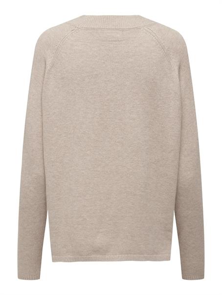 JDYMARCO L/S O-NECK SLIT PULL KNT NOOS beige