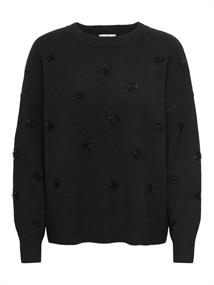 JDYMELEA L/S O-NECK POMPOM PULLOVER KNT black