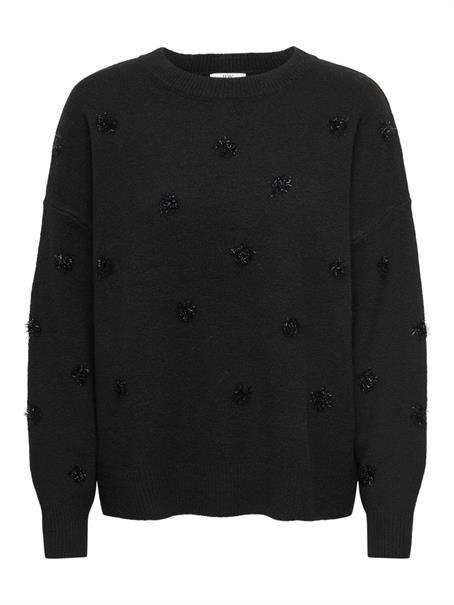 JDYMELEA L/S O-NECK POMPOM PULLOVER KNT black