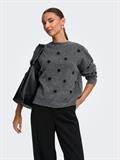 JDYMELEA L/S O-NECK POMPOM PULLOVER KNT dark grey melange