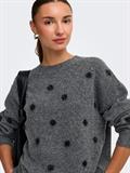 JDYMELEA L/S O-NECK POMPOM PULLOVER KNT dark grey melange