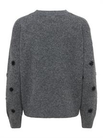 JDYMELEA L/S O-NECK POMPOM PULLOVER KNT dark grey melange