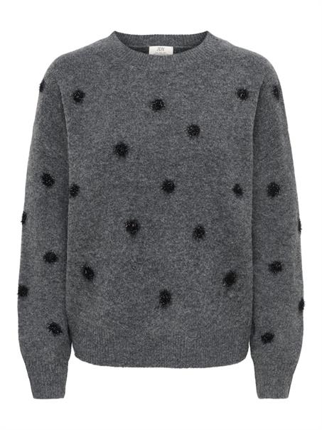 JDYMELEA L/S O-NECK POMPOM PULLOVER KNT dark grey melange