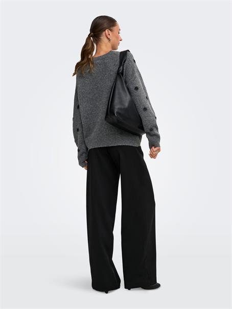 JDYMELEA L/S O-NECK POMPOM PULLOVER KNT dark grey melange