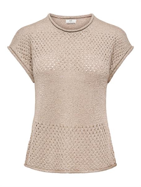 JDYMIA S/S O-NECK SEQUIN PULLOVER KNT plaza taupe