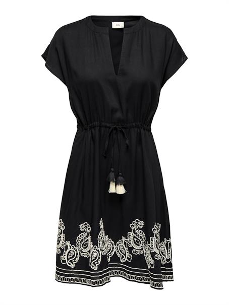 JDYRISSO LIFE S/S EMBROIDERY DRESS WVN black