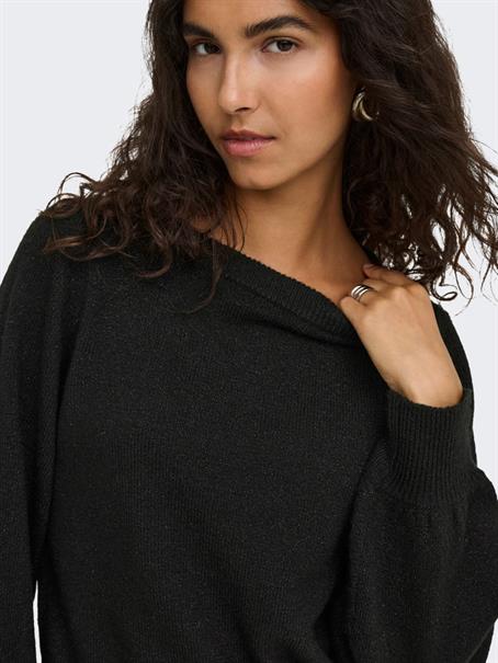 JDYRUE GLITTER L/S BOAT PULLOVE KNT NOOS black