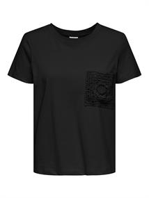JDYSELMA S/S CROCHET POCKET TOP JRS NOOS black
