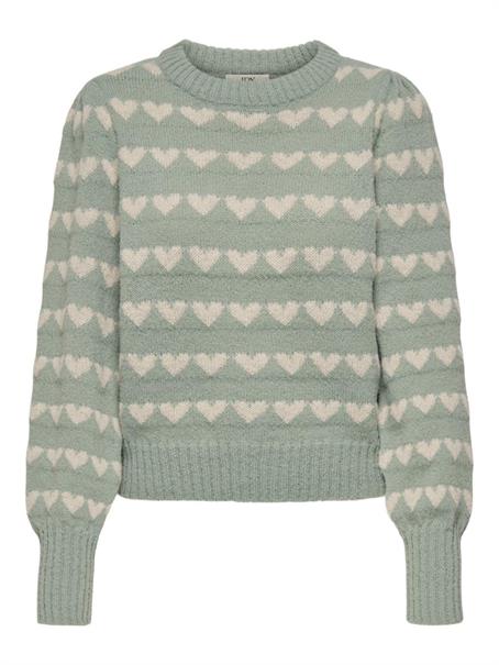 JDYSIGRID LIFE L/S ON PUFF PULL KNT NOOS iceberg green