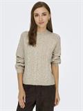 JDYSILJA L/S HN CABLE PULLOVER KNT oatmeal