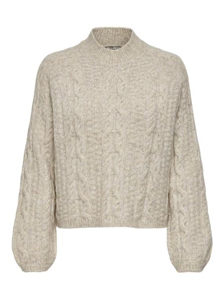 JDYSILJA L/S HN CABLE PULLOVER KNT oatmeal
