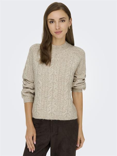JDYSILJA L/S HN CABLE PULLOVER KNT oatmeal