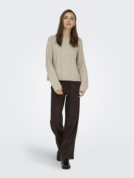 JDYSILJA L/S HN CABLE PULLOVER KNT oatmeal