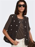JDYSIMINA TEDDY HEART EMB WAISTCOAT OTW chocolate torte