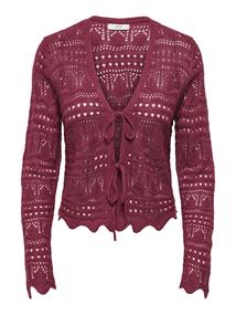 JDYSUN LAY L/S V-NECK TIE CARDIGAN KNT rhubarb