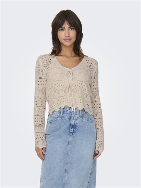 JDYSUN LAY L/S V-NECK TIE CARDIGAN KNT tapioca