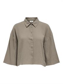 JDYTHEIS LIFE 3/4 CROP SHIRT WVN NOOS brindle