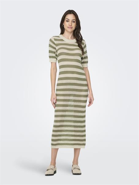 JDYTIKKA IVY 2/4 O-NECK STRIPE DRESS KNT sandshell1