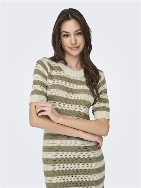 JDYTIKKA IVY 2/4 O-NECK STRIPE DRESS KNT sandshell1