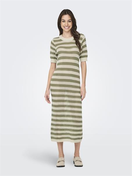 JDYTIKKA IVY 2/4 O-NECK STRIPE DRESS KNT sandshell1