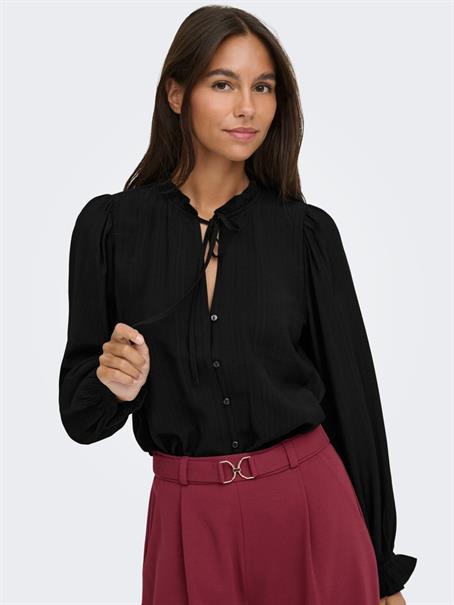 JDYVENUS L/S V-NECK STRING SHIRT WVN black