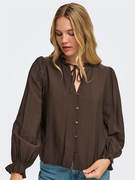 JDYVENUS L/S V-NECK STRING SHIRT WVN coffee bean