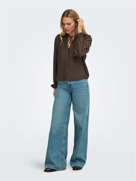 JDYVENUS L/S V-NECK STRING SHIRT WVN coffee bean