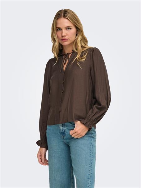 JDYVENUS L/S V-NECK STRING SHIRT WVN coffee bean