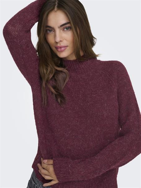 JDYZOEY LIFE L/S HN RAGLAN PUL KNT NOOS maroon banner