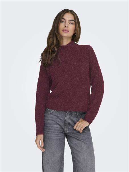 JDYZOEY LIFE L/S HN RAGLAN PUL KNT NOOS maroon banner