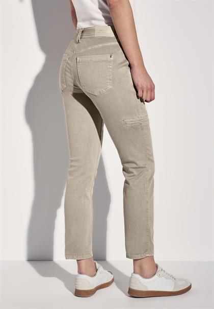 Jeans im Cargo-Look beige washed