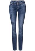 Jeans mit Destroyed Details mid blue random washed